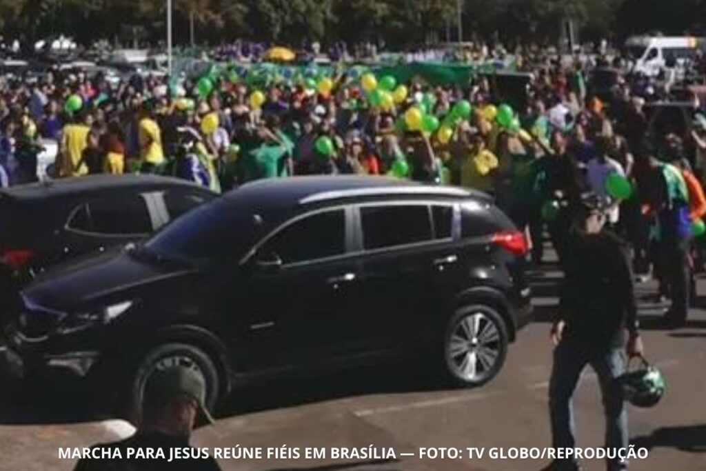 Marcha para Jesus reúne fiéis em Brasília — Foto TV GloboReprodução